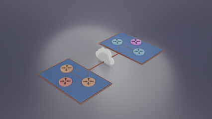 modern 3d generic diagram in isometric style of bgp, ospf and routing connections