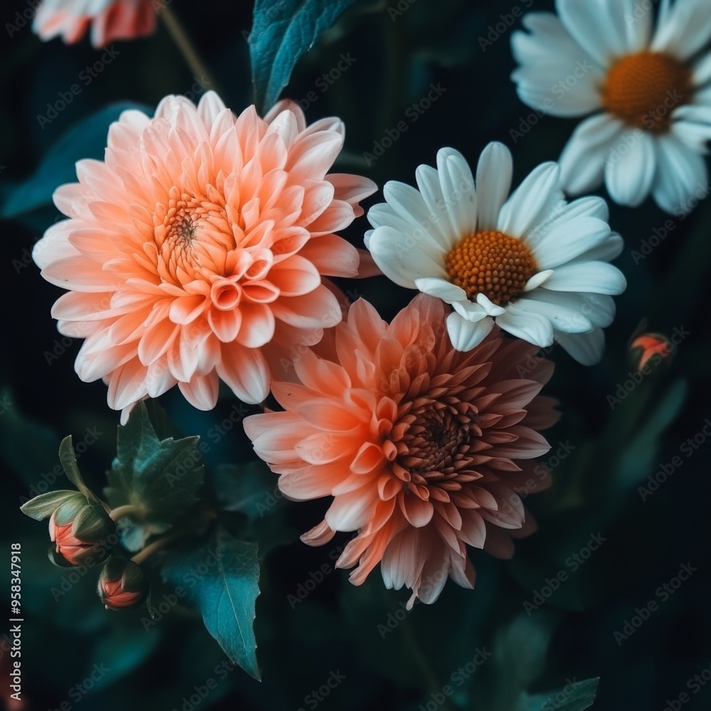 Poster these prompts should work well for creating visually stunning stock photos of beautiful flowers, wit