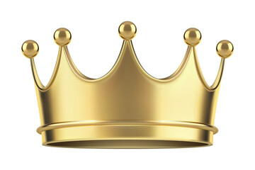 Realistic golden crown. 3D royal crown. King or queen, prince or princess symbol of monarchical power. Cute gold tiara template for photo booth. Vector illustration isolated on white © Foxy Fox