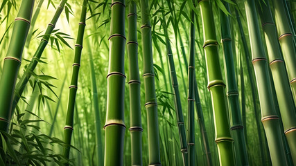 Fototapeta premium Bamboo forest background with dappled light