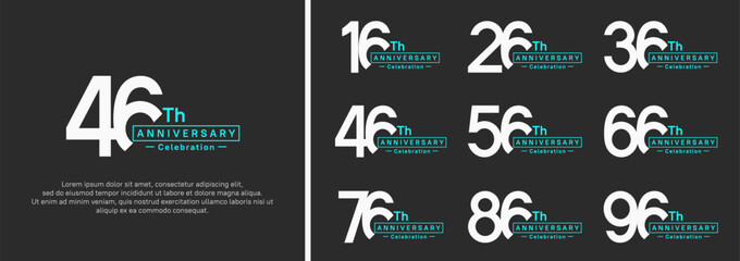 anniversary logotype set. vector design white and green color for special moment