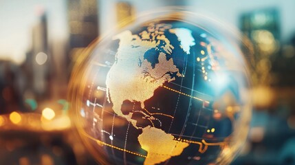 Globe with Cityscape Background