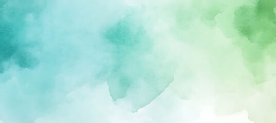 Fototapeta premium A serene, watercolor wash background in shades of blue and green with text space