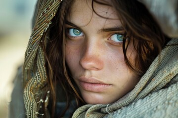Impoverished Woman. Portrait of a Caucasian Female Living in Poverty
