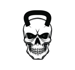 Skull Shaped Kettlebell: Vector Design Element for Posters, T-Shirts, Cards, and Banners