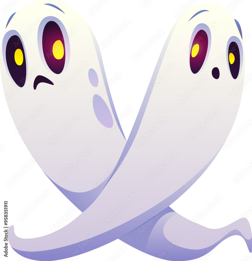 Fototapete halloween font with ghosts as letter x for funny boo monster typeface, vector evil type. cartoon spo