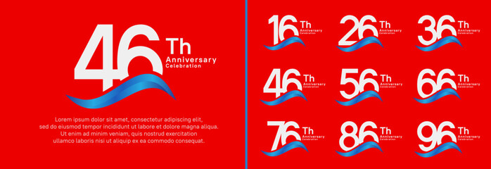 anniversary logotype set. vector design white color number can be use for special moment