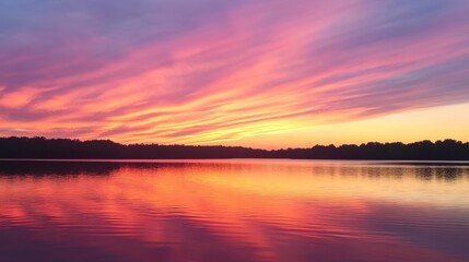 Naklejka premium Sunset over a Calm Lake