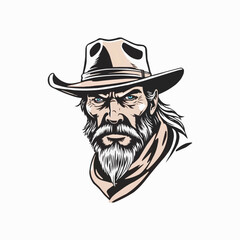 Cowboy  mascot logo. Cool bandit cowboy logo design, Western Gunslinger Bandit Wild West Cowboy Gangster face illustration