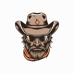 Cowboy  mascot logo. Cool bandit cowboy logo design, Western Gunslinger Bandit Wild West Cowboy Gangster face illustration