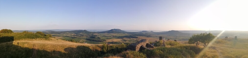 Panoramic view of Balaton Highlands (Balaton-felvidek) from Csobanc hill, Hungary