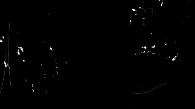 Doodle noise, dust and grain on old damaged film surface. Dynamic film rolling effect. 16mm, 35mm tape texture. Retro vintage effect of overexposed strips. 4K footage.