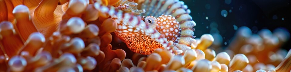 Vibrant Close-Up of Marine Life: Detailed Abstract Patterns and Colors of Underwater Sea Creature
