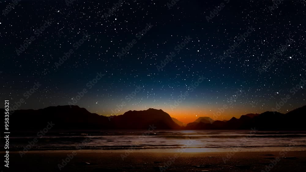 Wall mural a night sea sky with moon and stars