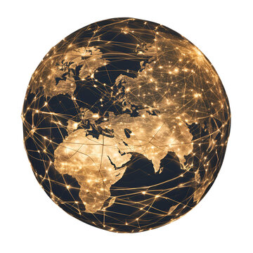 Globo terrestre con interconnessioni luminose