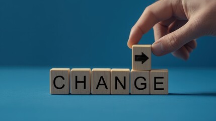 Change wooden block and arrow on blue background for better and develop concept.