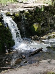 Small waterfall in the forest (Annavolgyi-vizeses) of Szentendre, Hungary