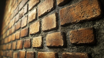 3D rendering of a brick wall background with emphasis on texture