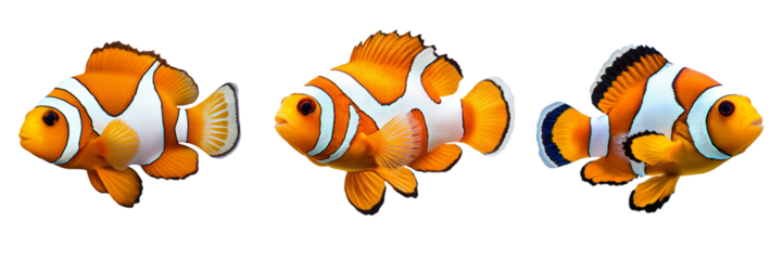 Set of  colorful clownfish isolated on transparent background (3)