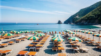 Obraz premium italy liguria monterosso al mare rows of deck