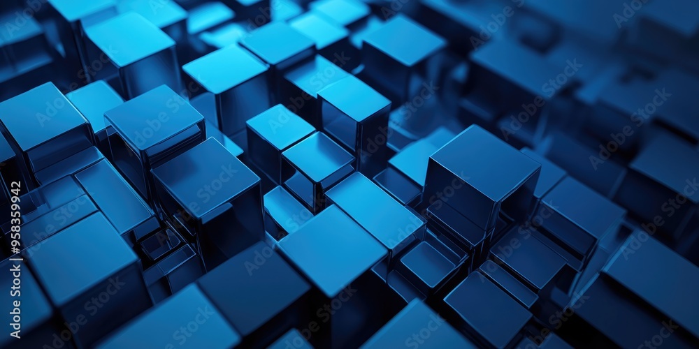 Aufkleber abstract dark blue technology background in 3d cartoon style rendering