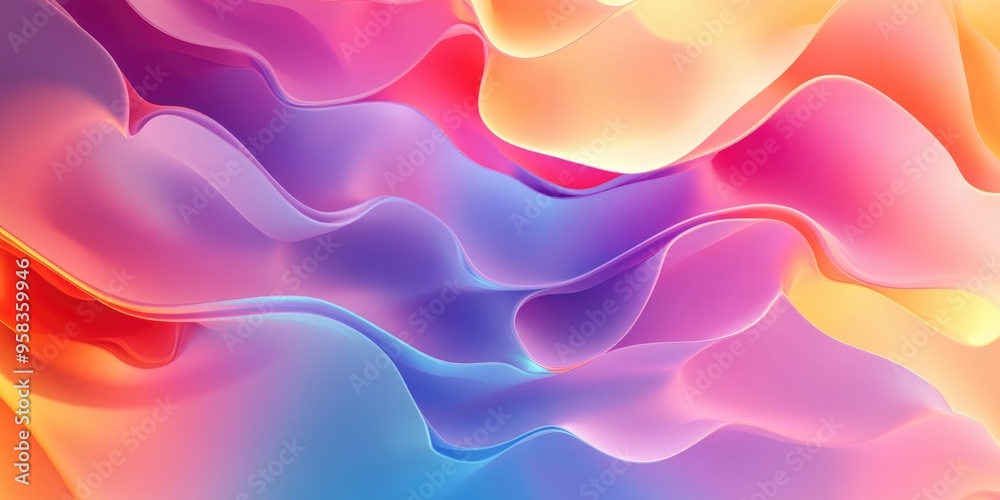Aufkleber Colorful abstract background in a 3D cartoon rendering Modern graphic art featuring fractal artwork Creative wavy multicolor backdrop ideal for banner design Digital fantasy effect with a trendy d