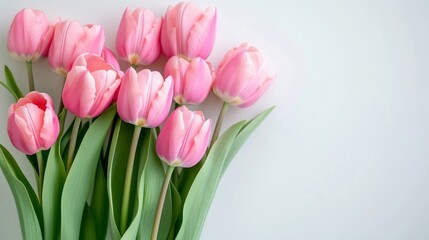 Fototapeta premium A Beautiful Arrangement of Pink Tulips in Natural Light