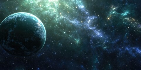 Fototapeta premium 3D cartoon rendering depicting the stars of a planet and galaxy in open space