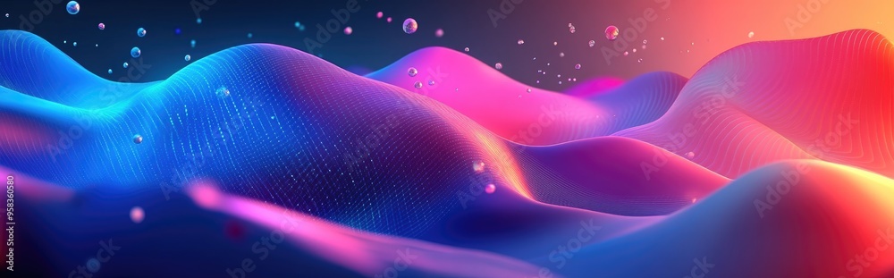 Poster Futuristic illustration in abstract style with gradient background presented in 3D cartoon rendering