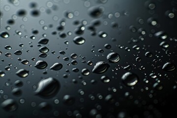 Water droplets on a smooth dark surface