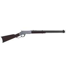 3D render of a vintage lever-action rifle on plain background