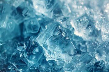 Obraz premium Icy blue background is made of ice cubes shining in the sun