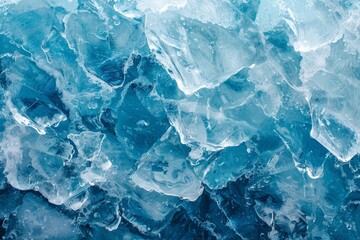 Obraz premium Icy blue background is made of ice cubes shining in the sun