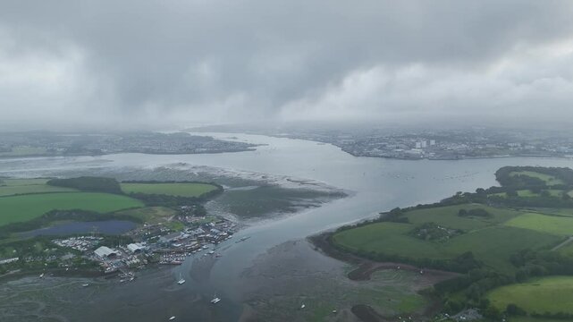 Hawkins Battery Fort over River Tamar from a drone, Cremyll, Plymouth, Devon, England
