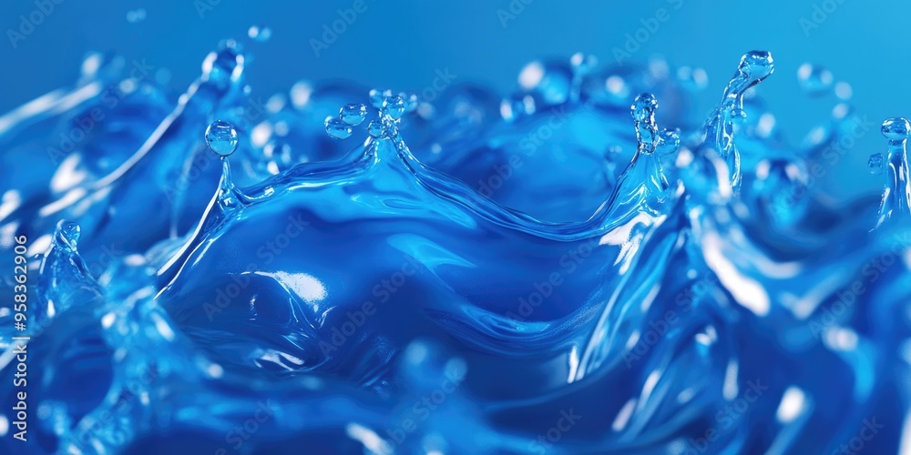 Leinwandbilder blue liquid splash in a blue environment abstract backdrop for presentations 3d rendering