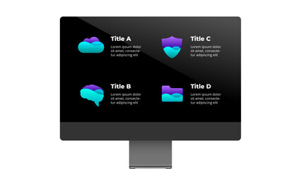 Computer infographic, can be used for presentation, workflow layout, diagram, annual report, web design.
