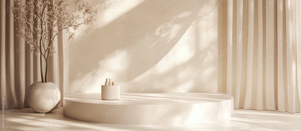 Poster minimalist abstract backdrop for showcasing a cosmetic product on an elegant podium