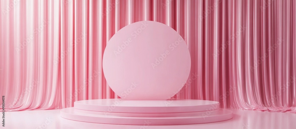 Fototapete abstract pink backdrop featuring a geometric podium shape 3d rendering suitable for product display