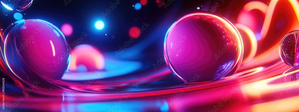 Poster Abstract background featuring various elements created through 3D illustration and rendering