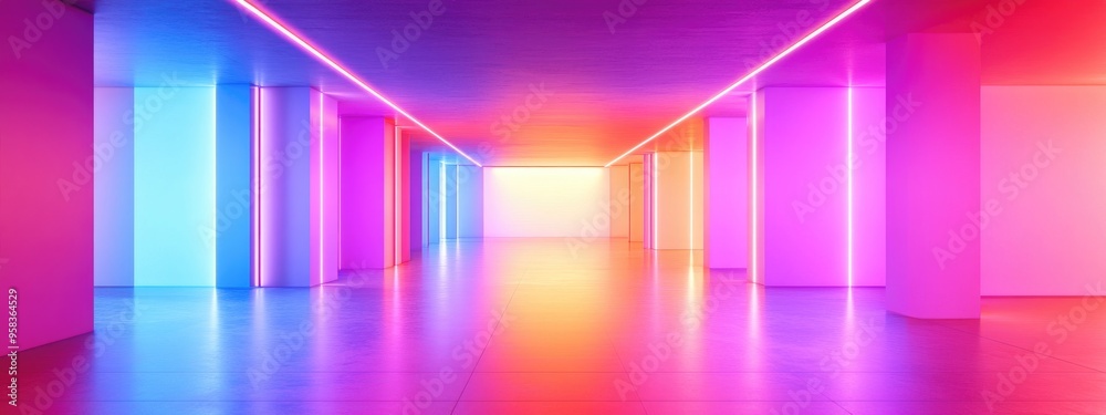 Poster abstract contemporary architectural backdrop vacant open space interior 3d rendering