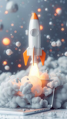 Rocket Launching from Laptop Screen