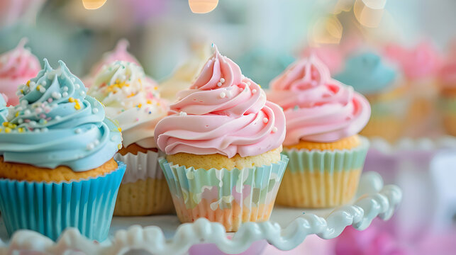 Cupcakes With Colorful Frosting Whimsical Par