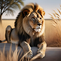 Amazing and dangerous image of lion king of forest.