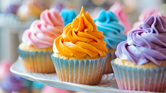 Cupcakes With Colorful Frosting Whimsical Par
