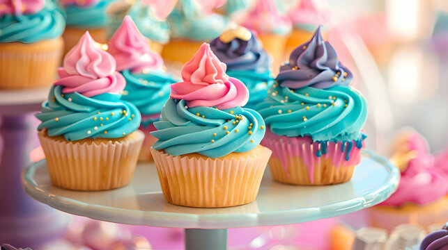 Cupcakes With Colorful Frosting Whimsical Par