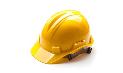 Yellow safety helmet isolated on white background.