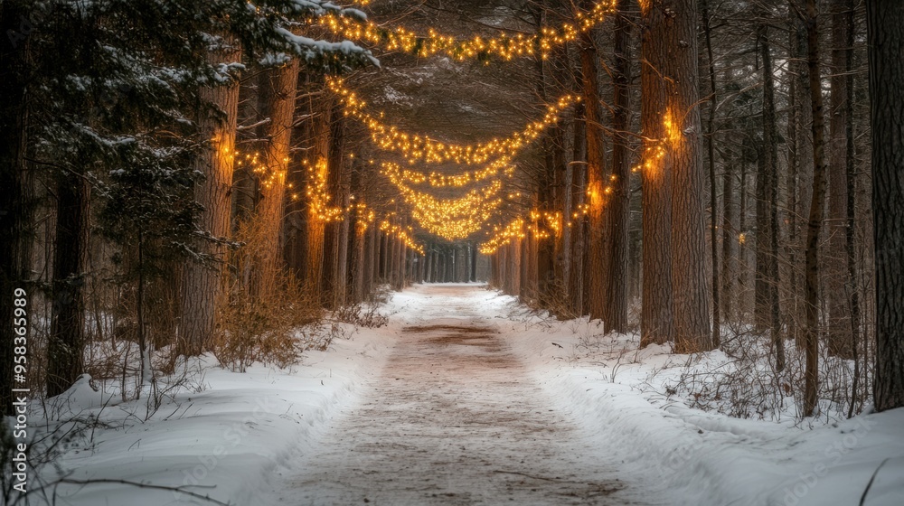 Canvas Prints A path in the middle of a snow covered forest