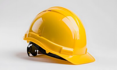Yellow safety helmet isolated on white background.