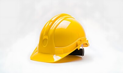 Yellow safety helmet isolated on white background.