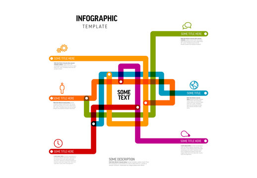 Multipurpose infographic layout template with line map and six elements